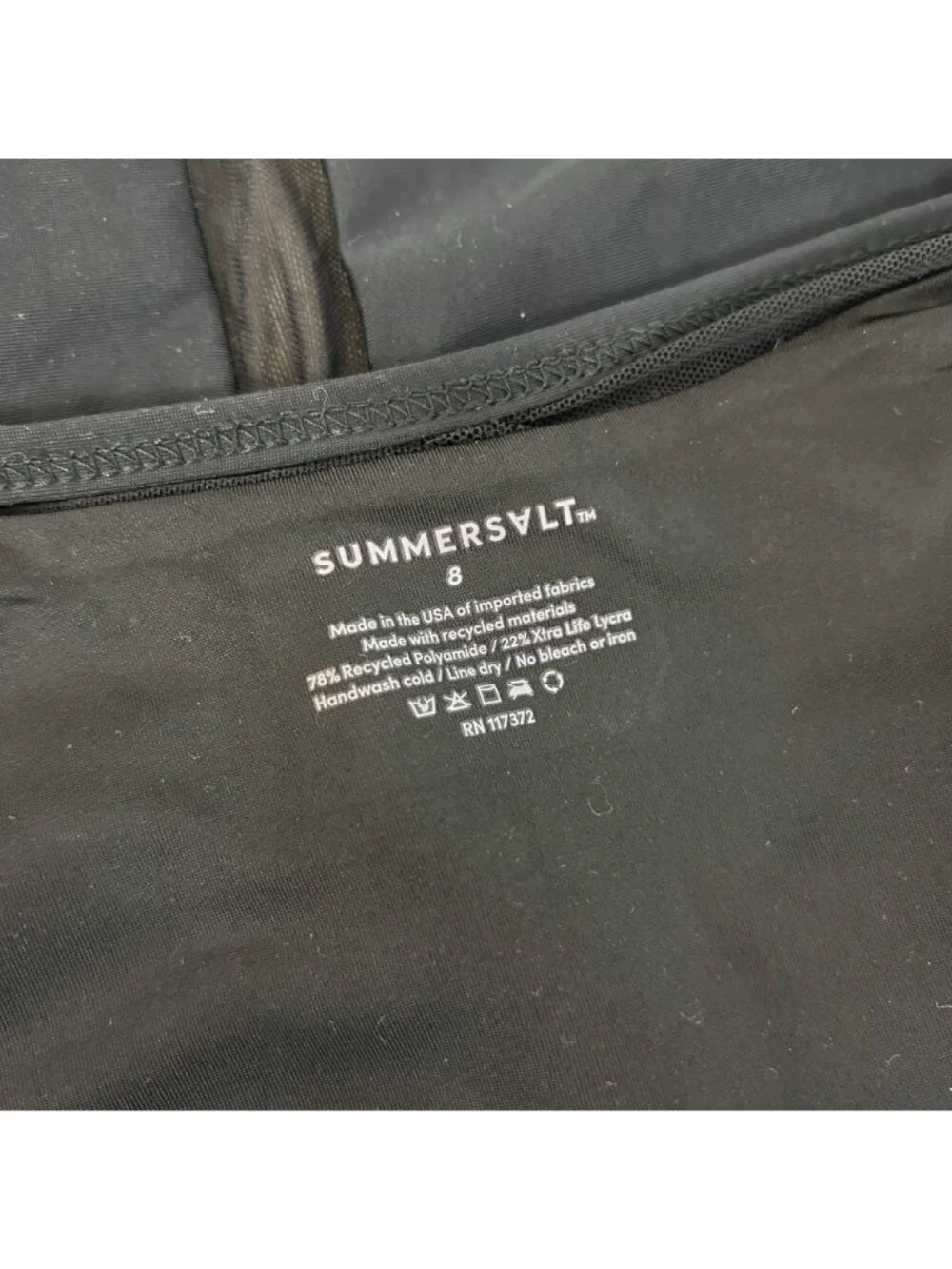Summersalt Black 1 Piece Swim Suit Sheer Panel Size 8 Women's